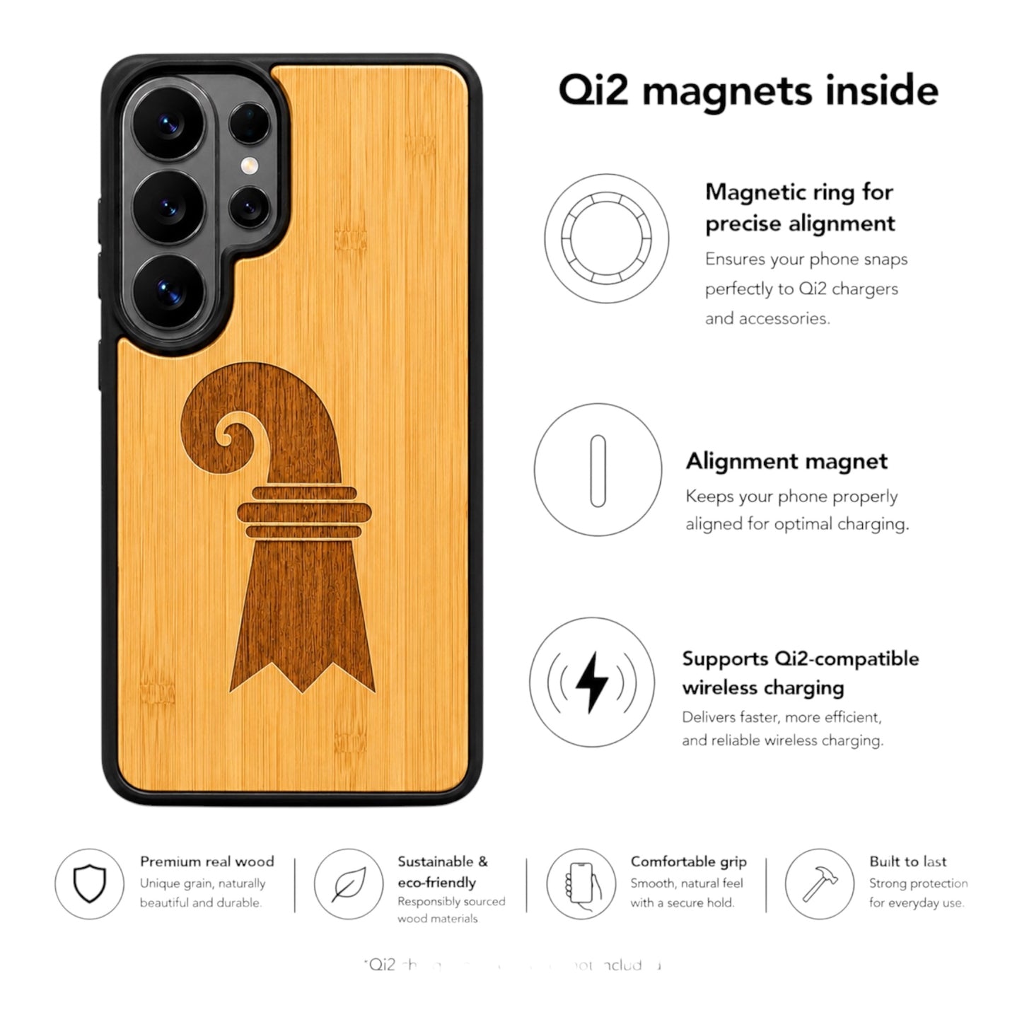 Baslerstab Eden Case aus Bambus für das Samsung Galaxy S26 Ultra mit MagSafe