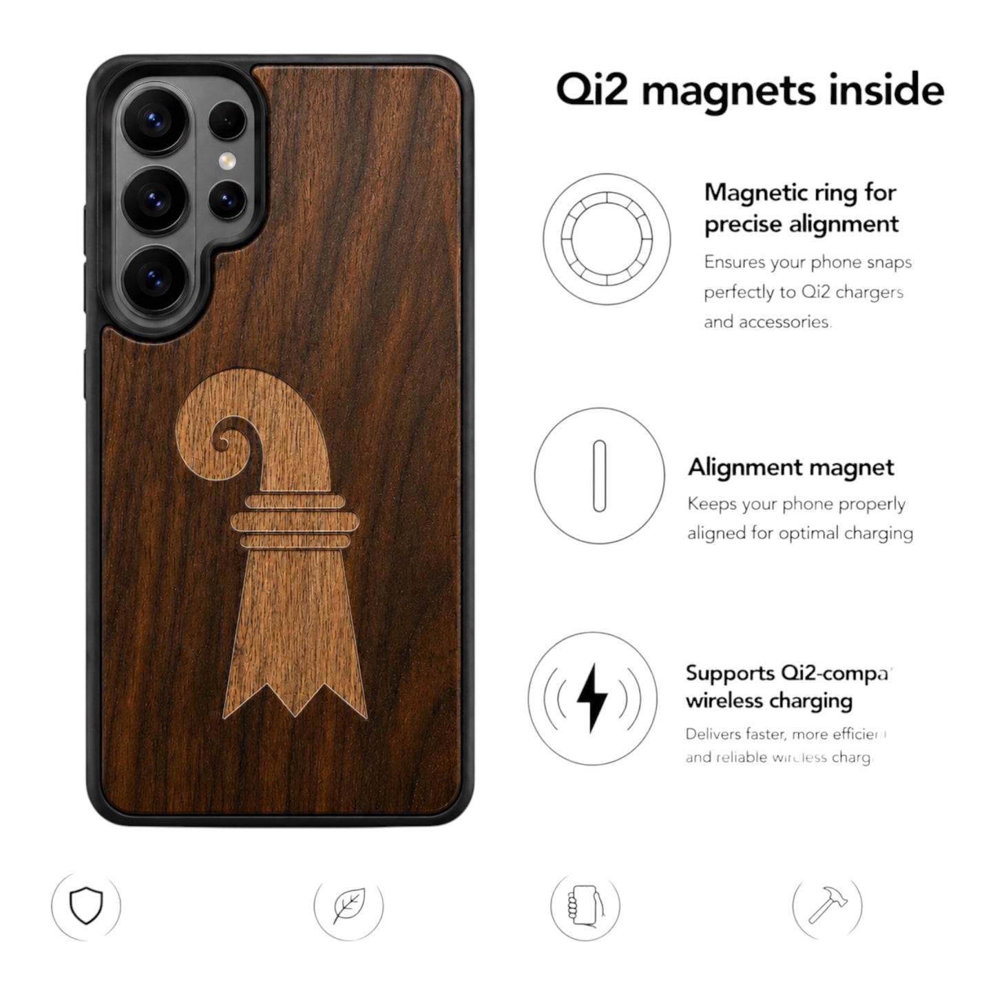 Baslerstab Eden Case aus Nussbaumholz für das Samsung Galaxy S26 Ultra mit MagSafe