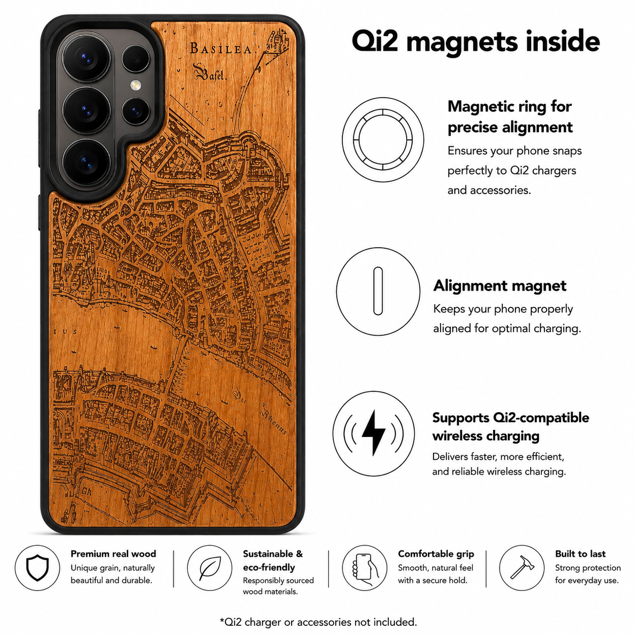 Basel Merian Eden Case aus Kirschholz für das Samsung Galaxy S26 Ultra mit MagSafe