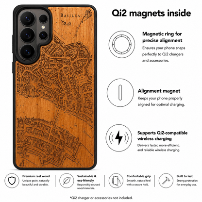Basel Merian Eden Case aus Kirschholz für das Samsung Galaxy S26 Ultra mit MagSafe