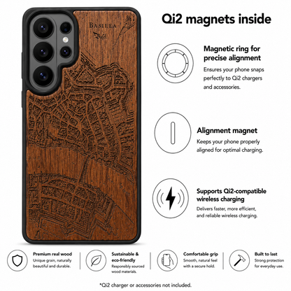 Basel Merian Eden Case aus Nussbaumholz für das Samsung Galaxy S26 Ultra mit MagSafe