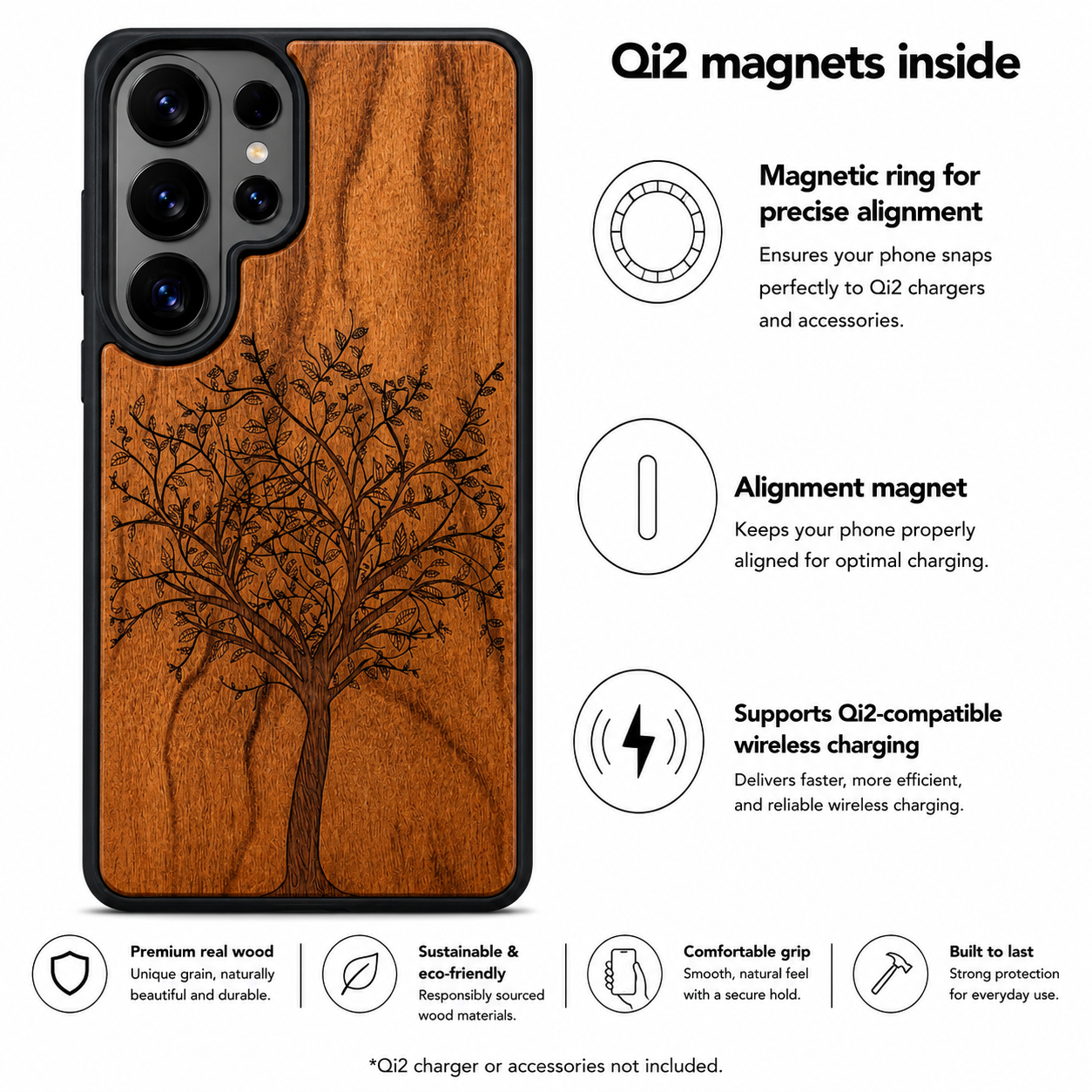 Lebensbaum Eden Case aus Kirschholz für das Samsung Galaxy S26 Ultra mit MagSafe