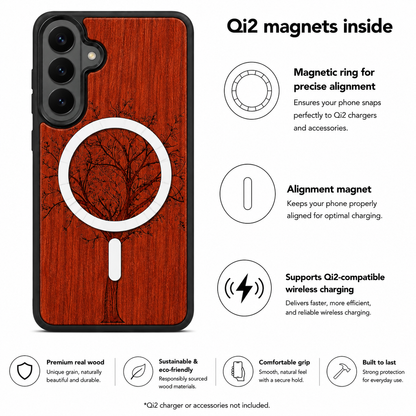 Lebensbaum Eden Case aus Rosenholz für das Samsung Galaxy S26 mit MagSafe