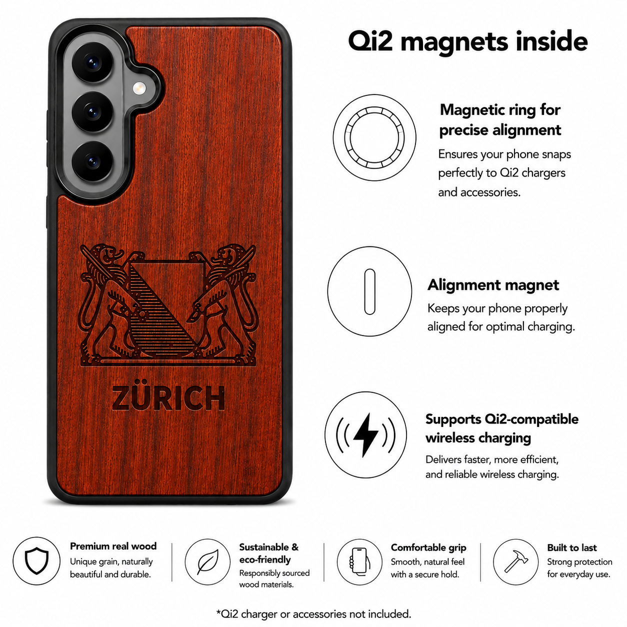 Zürich Wappen Eden Case aus Rosenholz für das Samsung Galaxy S26 mit MagSafe
