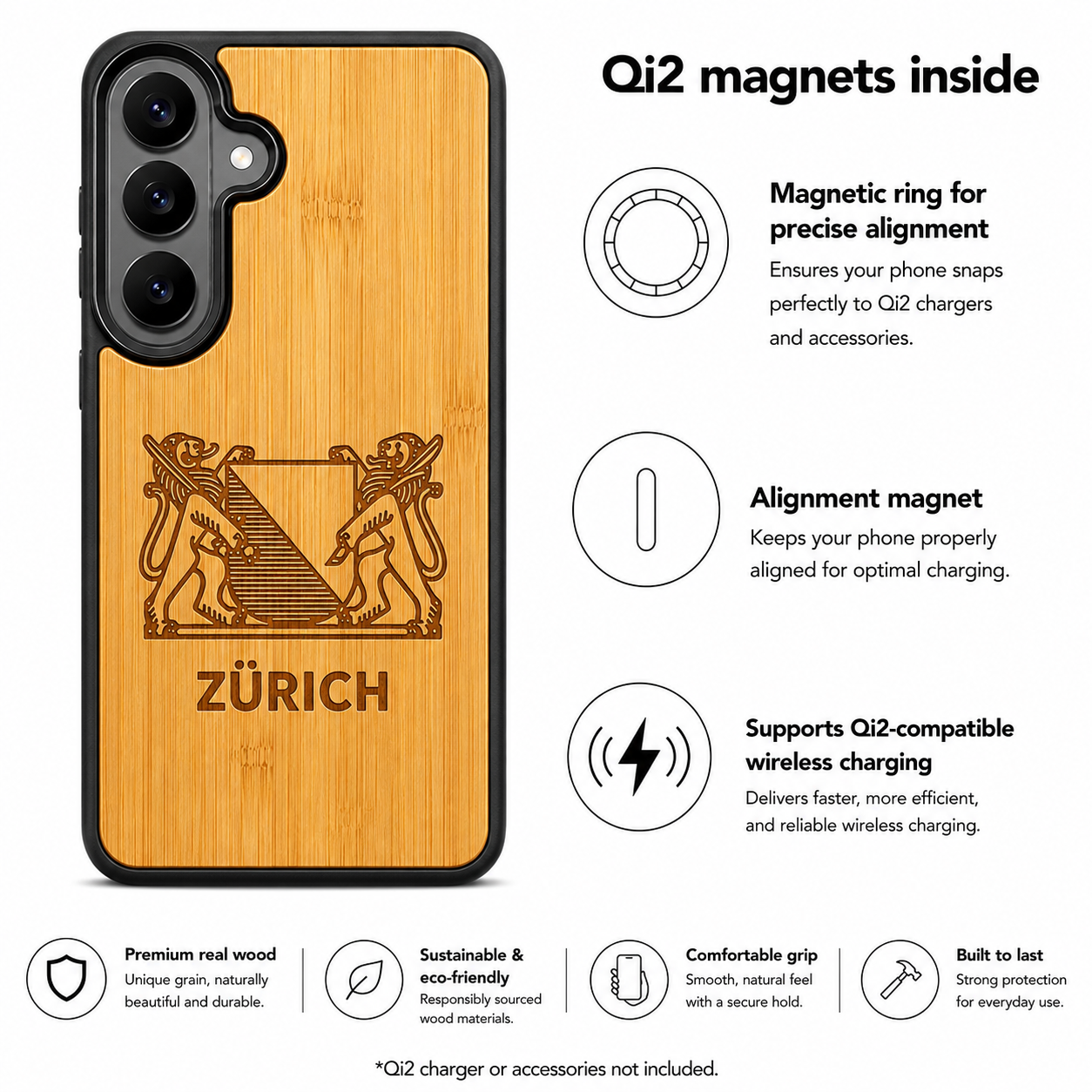 Zürich Wappen Eden Case aus Bambus für das Samsung Galaxy S26 mit MagSafe
