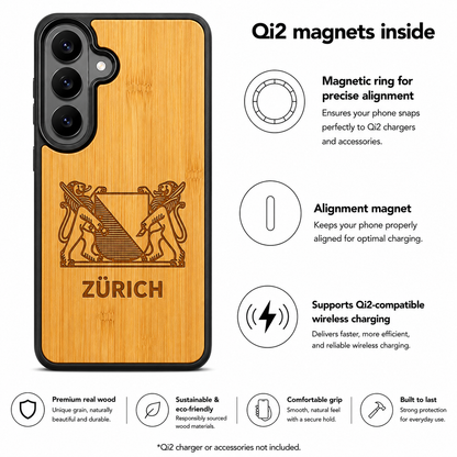 Zürich Wappen Eden Case aus Bambus für das Samsung Galaxy S26 mit MagSafe