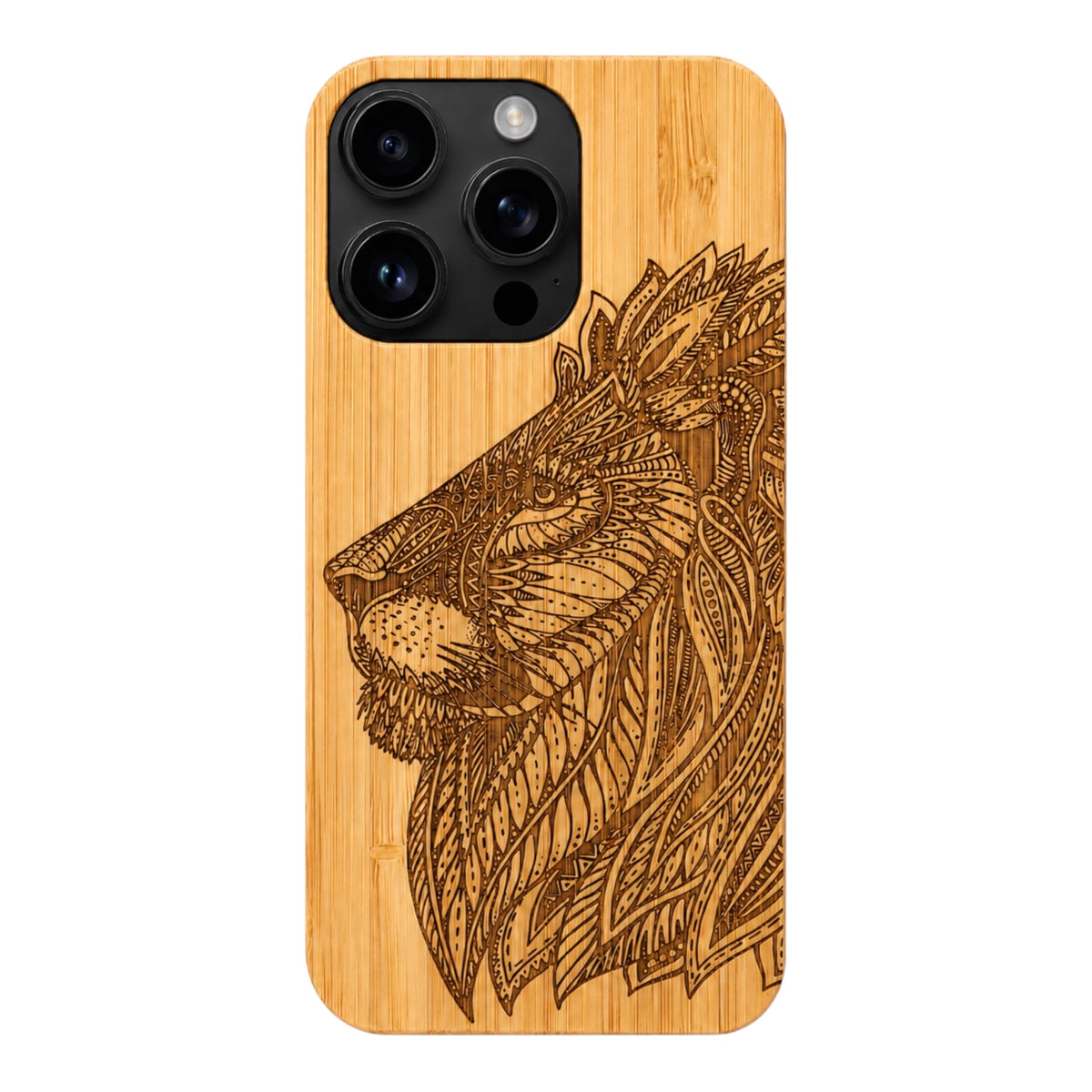 Löwe Eden Case aus Bambus für das iPhone 16 Pro mit MagSafe