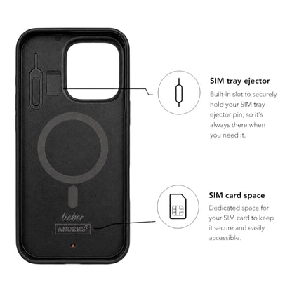 Innenansicht Eden Case für iPhone 16 Pro und iPhone 16 Pro Max mit SIM tray ejector und SIM card space