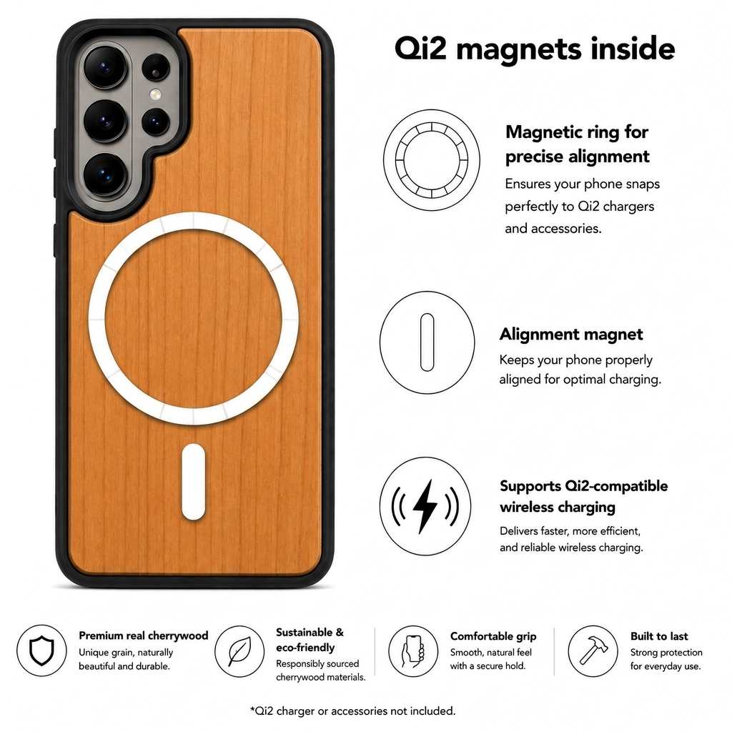Eden Case aus Kirschholz für das Samsung Galaxy S26 Ultra mit MagSafe