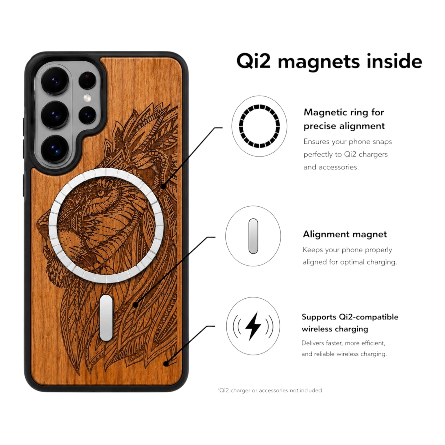 Löwe Eden Case aus Kirschholz für das Samsung Galaxy S26 Ultra mit MagSafe