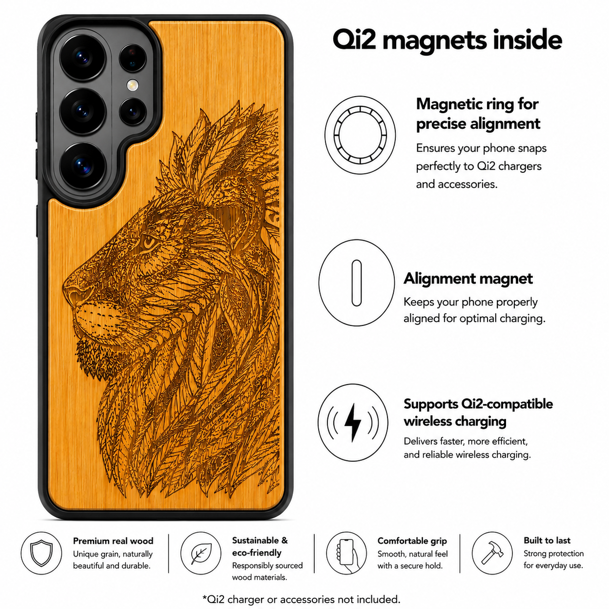 Löwe Eden Case aus Bambus für das Samsung Galaxy S26 Ultra mit MagSafe