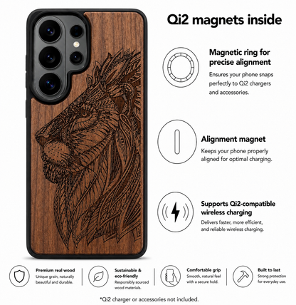 Löwe Eden Case aus Nussbaumholz für das Samsung Galaxy S26 Ultra mit MagSafe