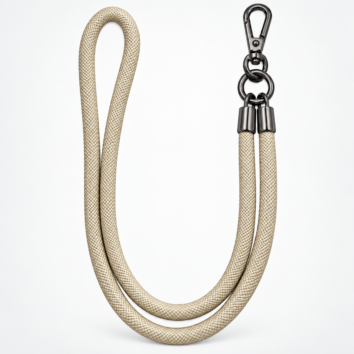 Handykette Beige, 8 mm, mit einem schwarzen Haken, ohne Adapter