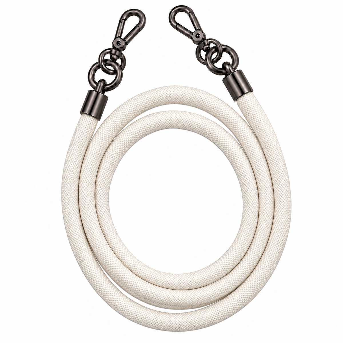 8-mm-Umhängebändel Creme mit zwei schwarzen Haken, ohne Adapter