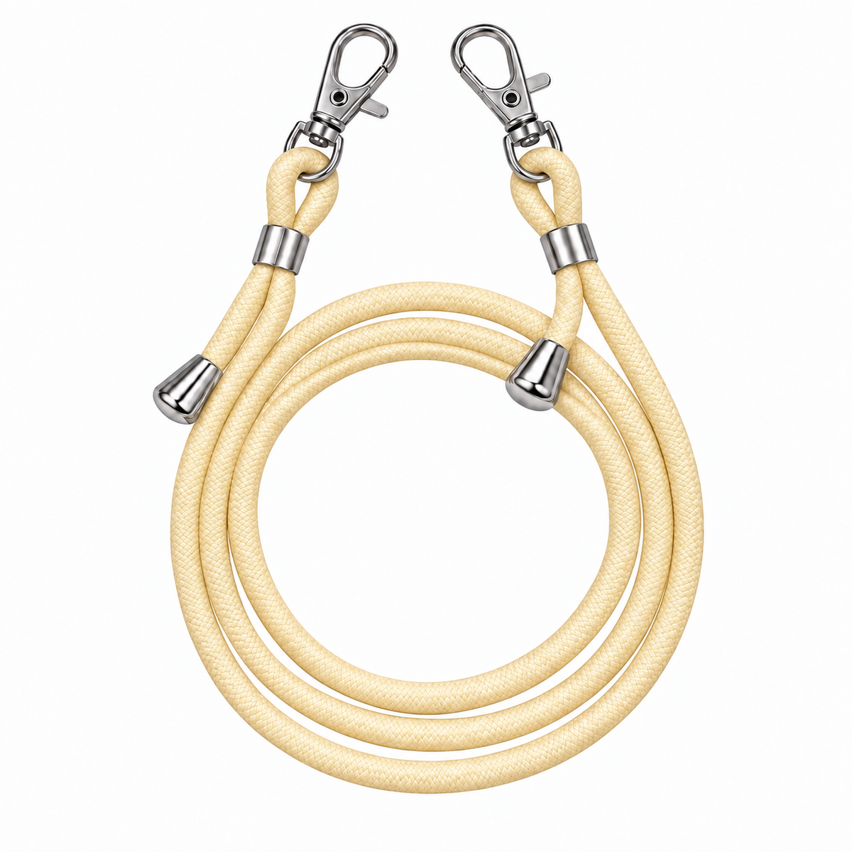 Handykette Creme – 6 mm, 2 silberne Haken, ohne Adapter