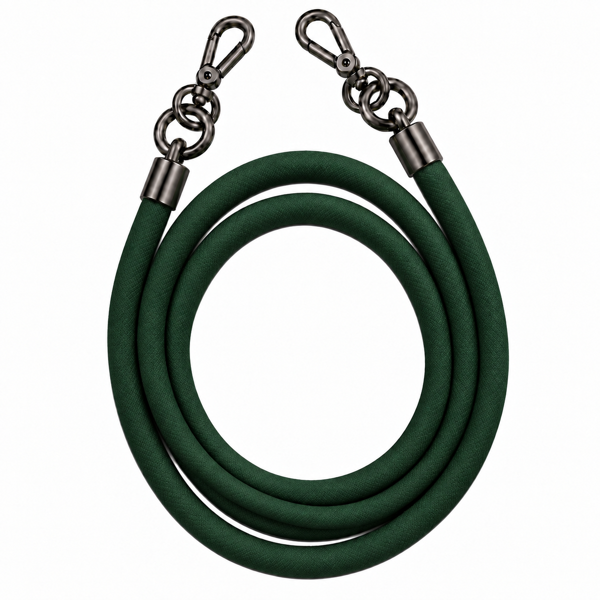 8-mm-Umhängebändel Dunkelgrün mit zwei schwarzen Haken, ohne Adapter