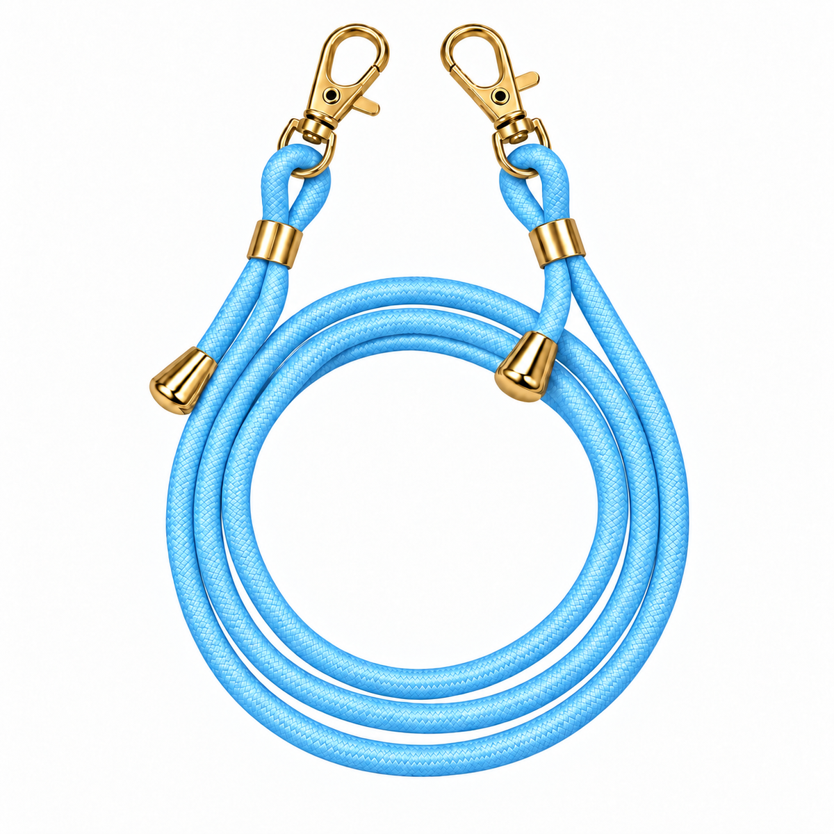 Handykette Hellblau – 6 mm, 2 goldene Haken, ohne Adapter