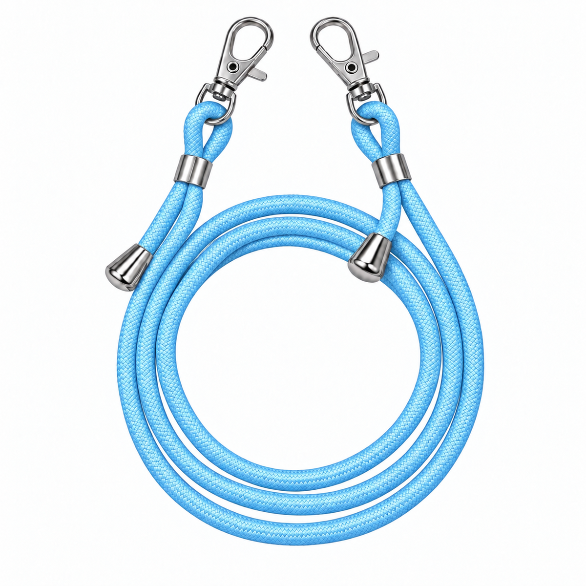 Handykette Hellblau – 6 mm, 2 silberne Haken, ohne Adapter
