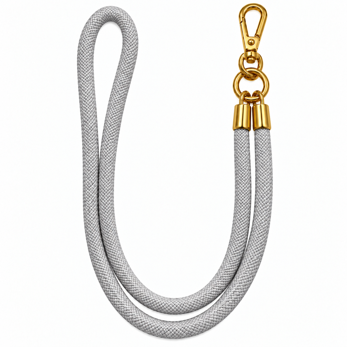 Handykette Hellgrau – 8 mm, 1 goldener Haken, ohne Adapter