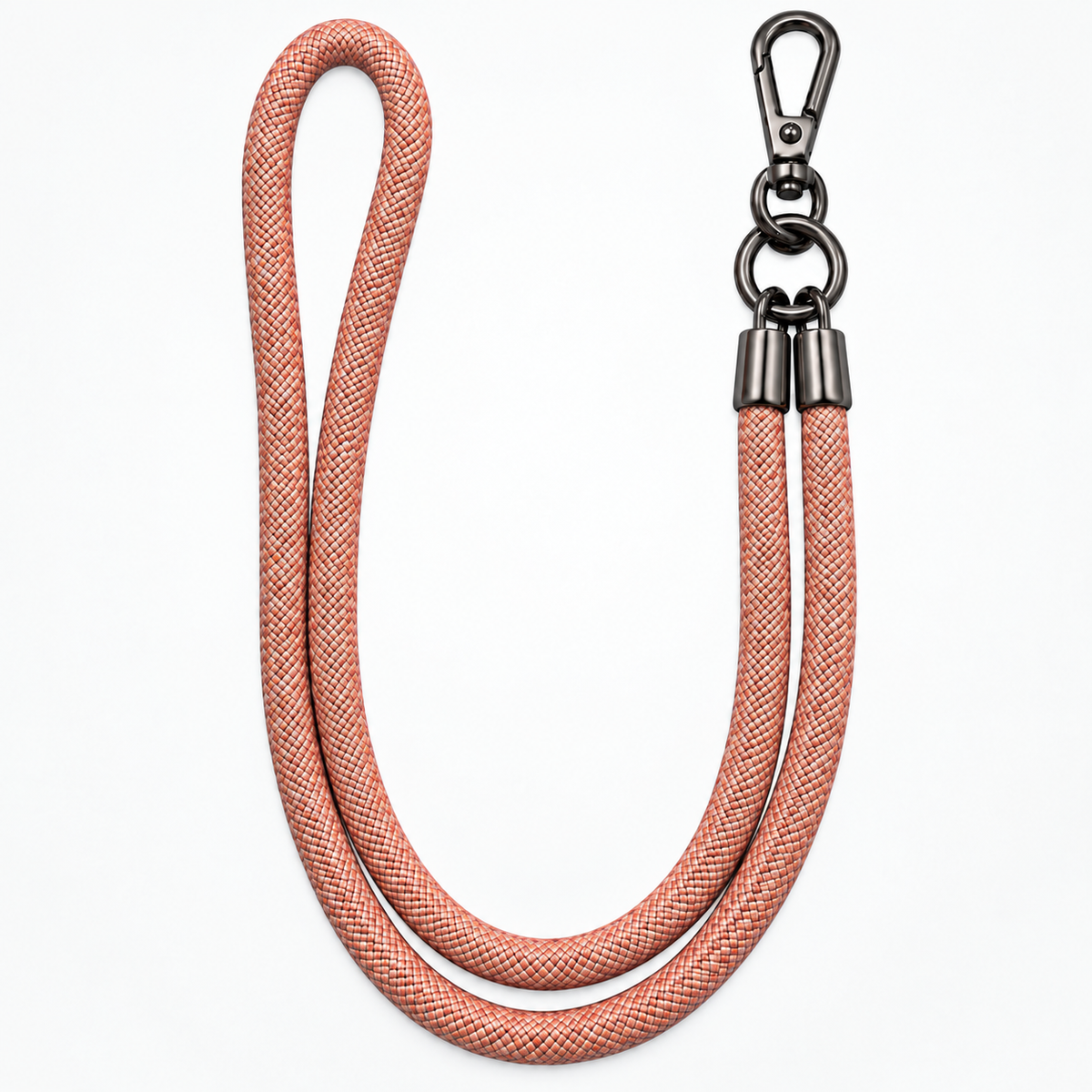 Handykette Lachs-Grau meliert – 8 mm, 1 schwarzer Haken, ohne Adapter