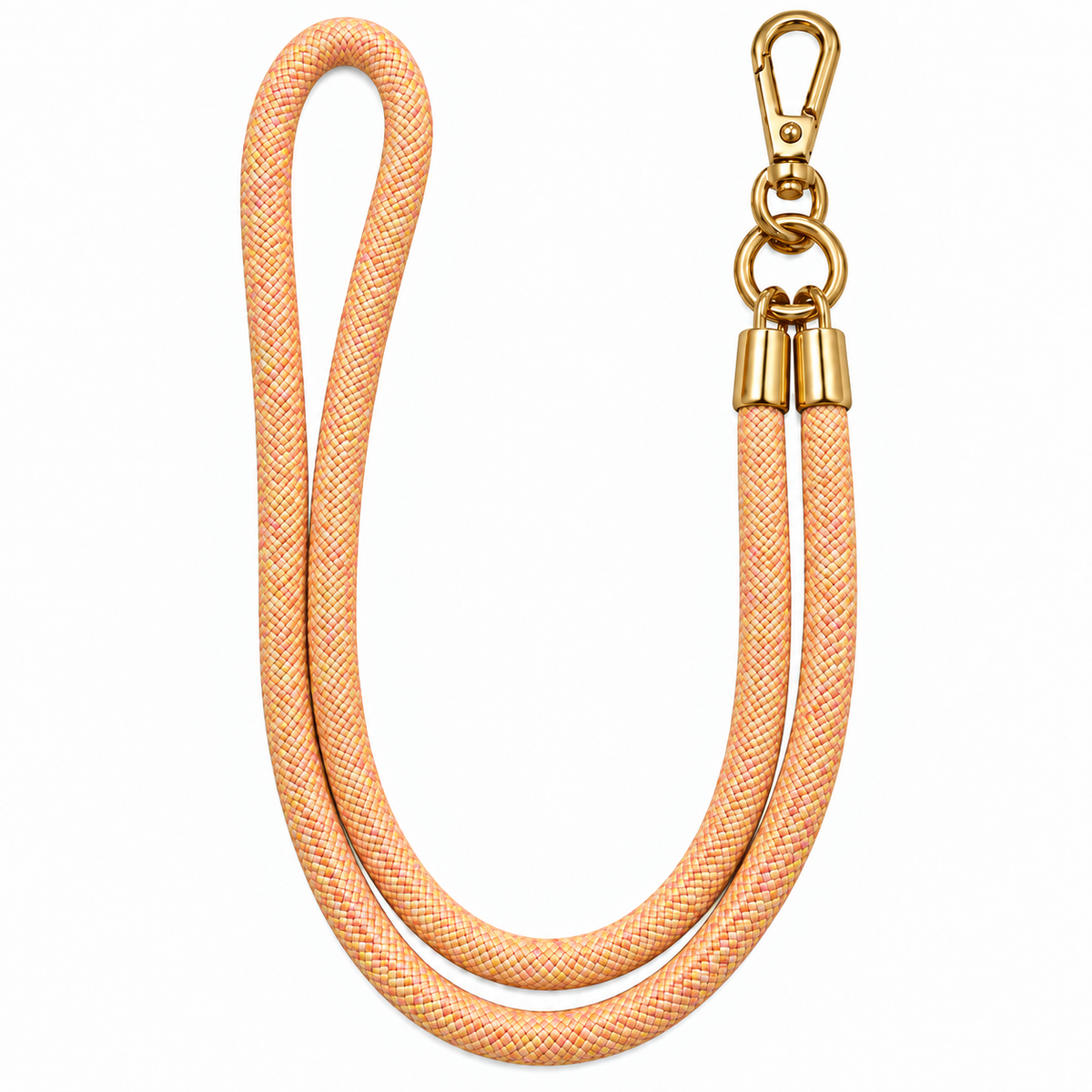 Handykette Pfirsich-Weiss meliert – 8 mm, 1 goldener Haken, ohne Adapter