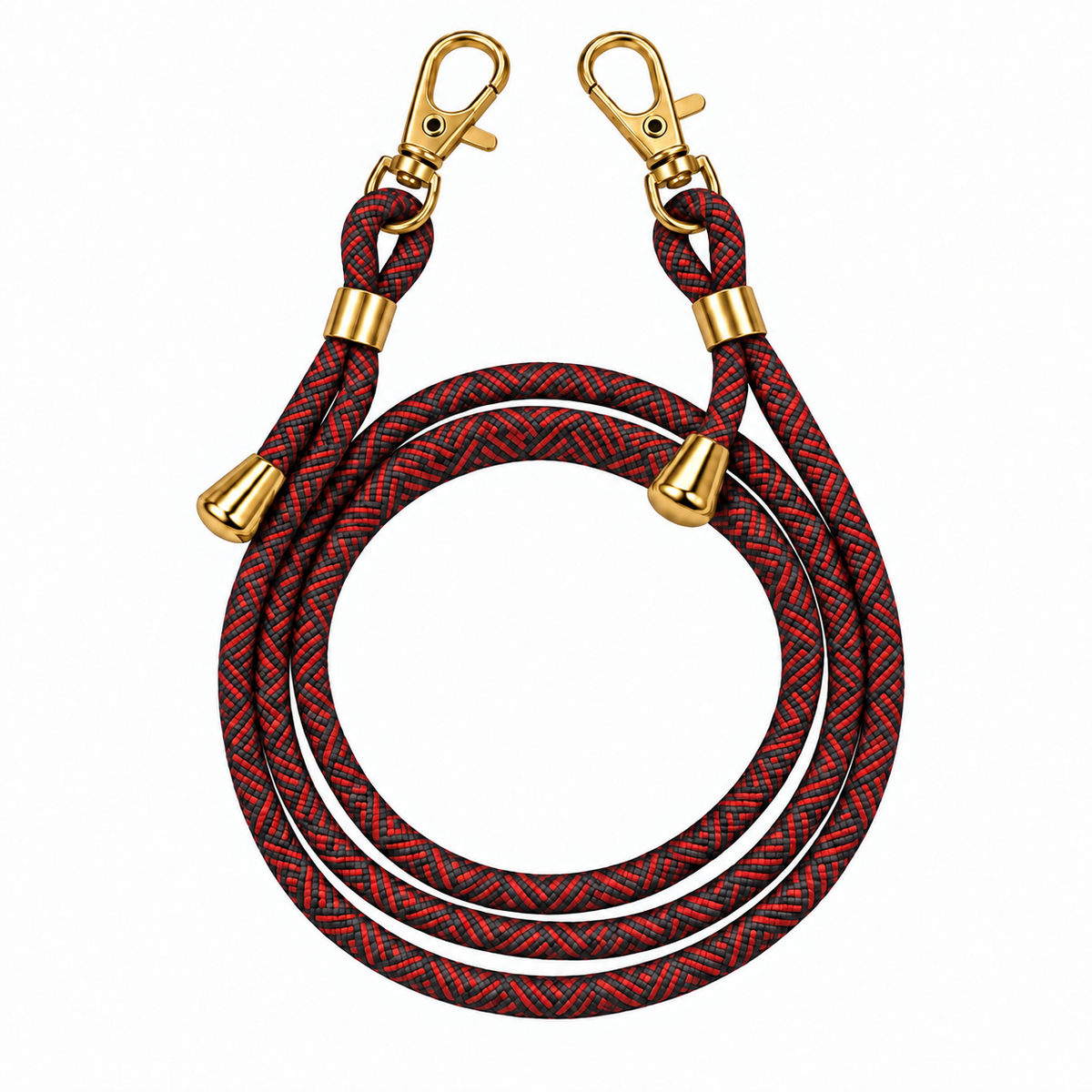 Handykette Rot-Schwarz gemustert – 6 mm, 2 goldene Haken, ohne Adapter