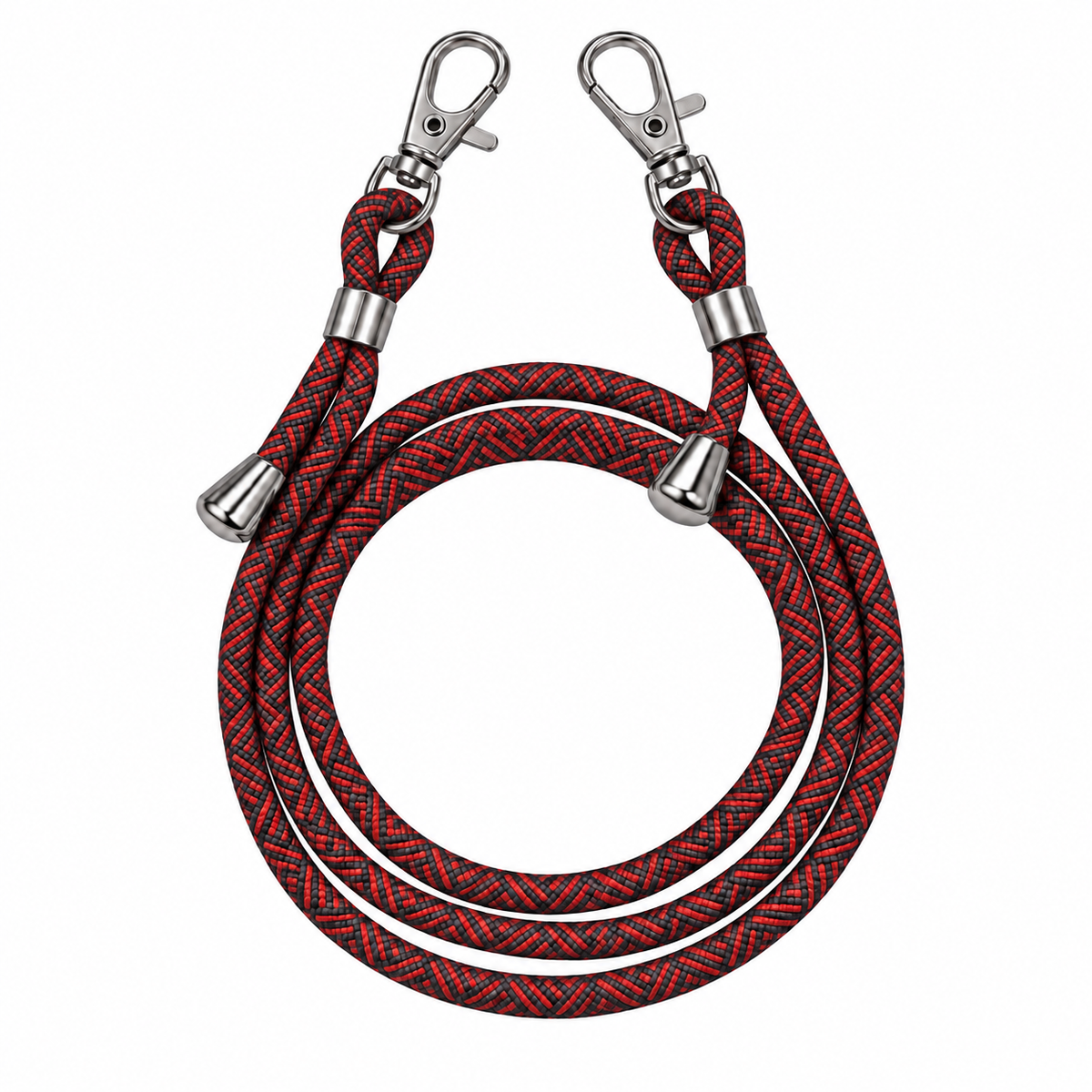 Handykette Rot-Schwarz gemustert – 6 mm, 2 silberne Haken, ohne Adapter