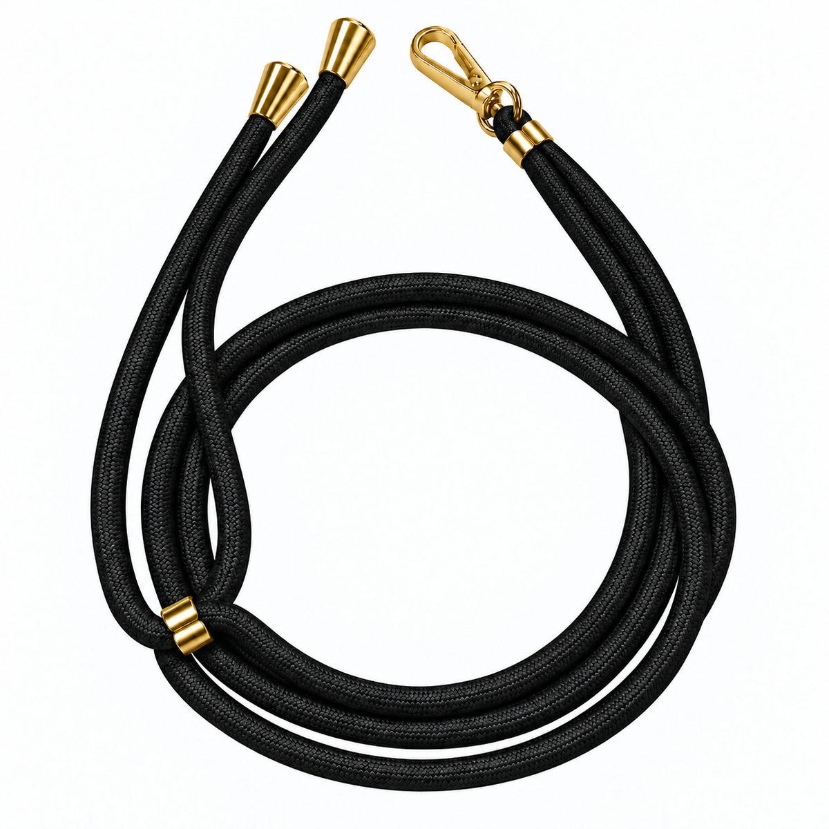 Handykette Schwarz – 6 mm, 1 goldener Haken, ohne Adapter