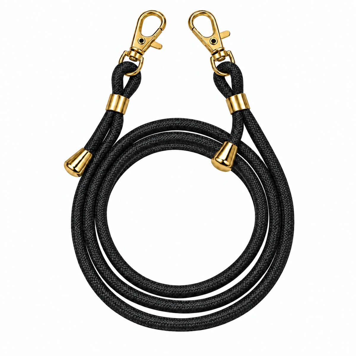 Handykette Schwarz – 6 mm, 2 goldene Haken, ohne Adapter