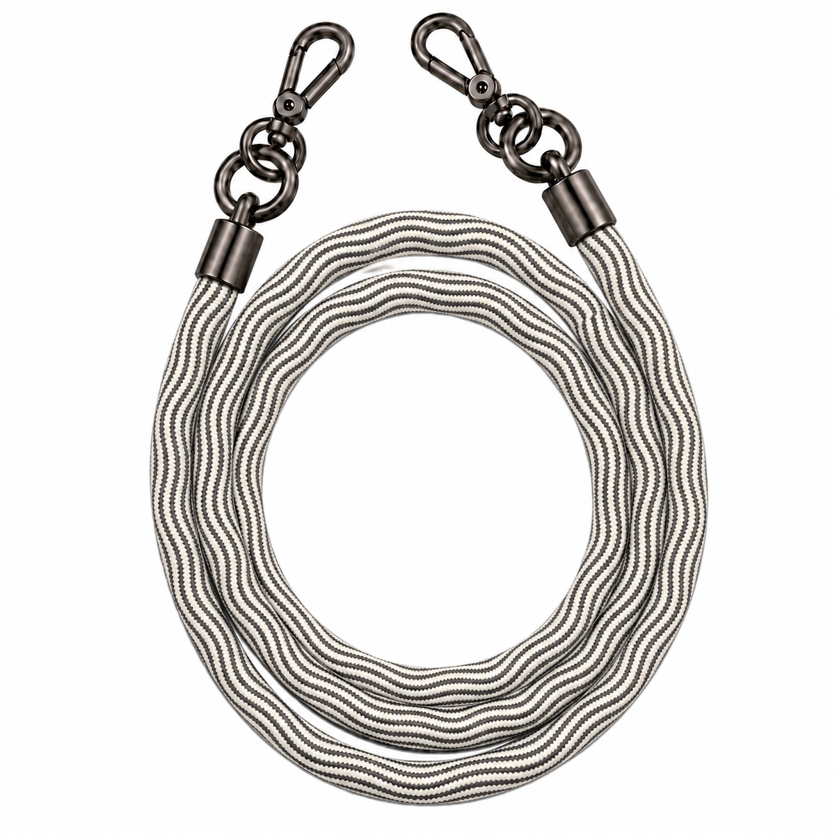 8-mm-Umhängebändel Schwarz-Weiss Slalom mit zwei schwarzen Haken, ohne Adapter