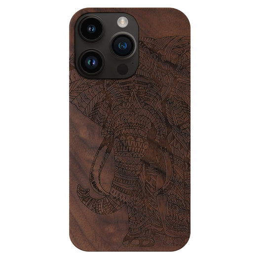 Elefanten Eden Case aus Nussbaumholz für das iPhone 14 Pro Max mit MagSafe