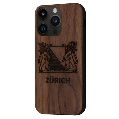 Zürich Wappen Eden Case aus Nussbaumholz für das iPhone 14 Pro