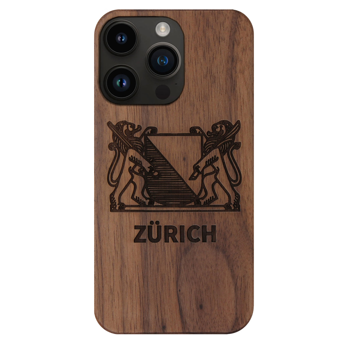 Zürich Wappen Eden Case aus Nussbaumholz für das iPhone 14 Pro Max