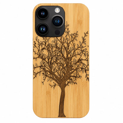 Lebensbaum Eden Case aus Bambus für iPhone 15 Pro – Vorderansicht