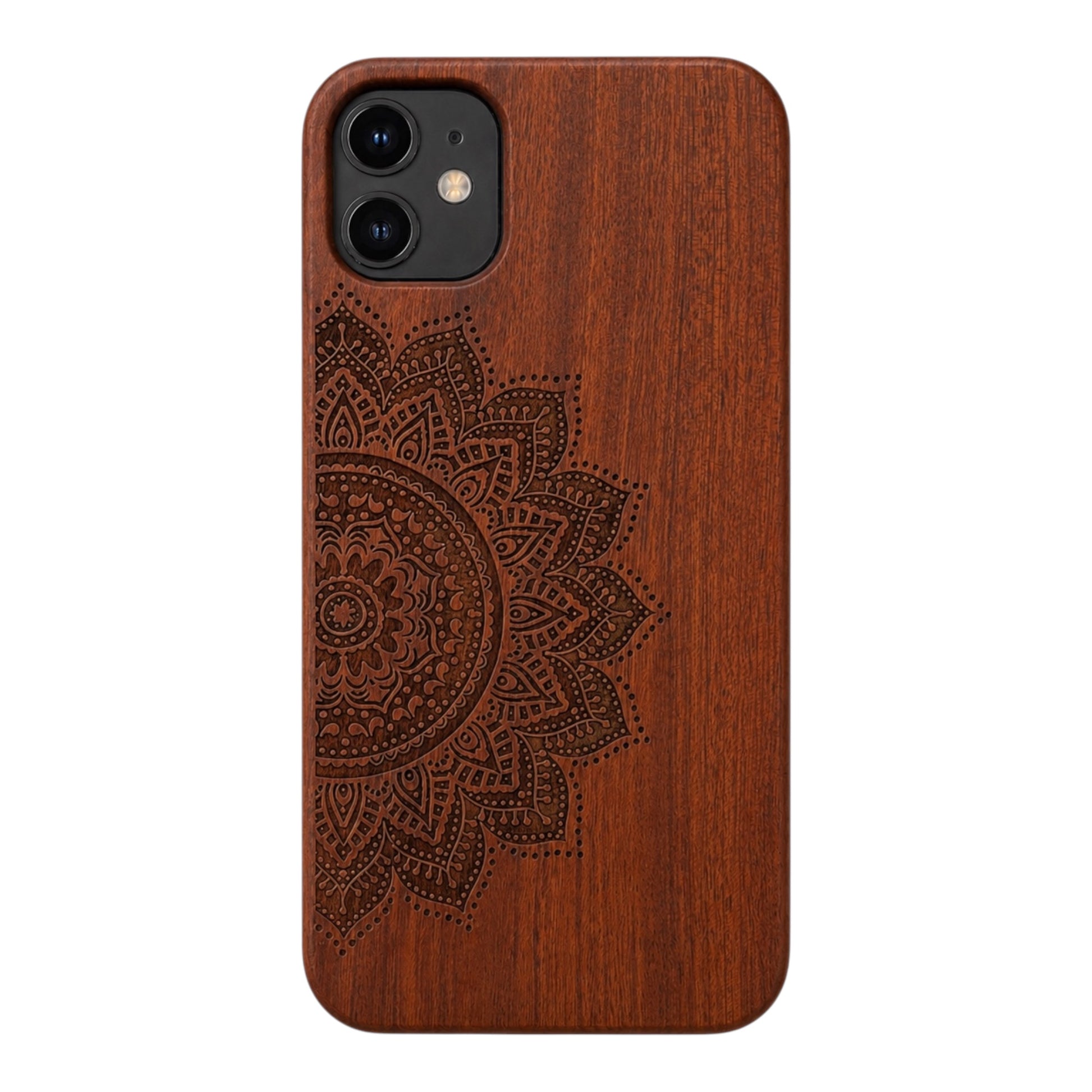 Mandala Eden Case aus Rosenholz für das iPhone 11 – Rückansicht