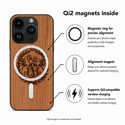 Basilisk Eden Case aus Kirschholz für das iPhone 14 Pro – Qi2-Magnete und kabelloses Laden