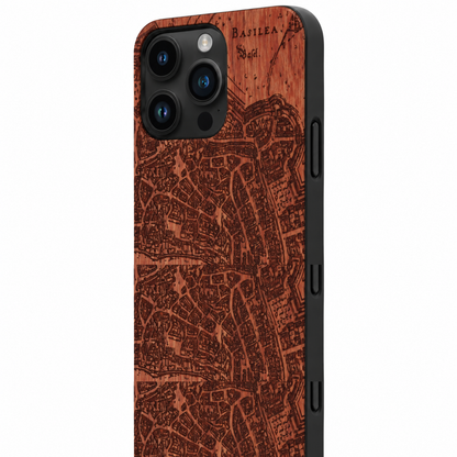 Basel Merian Eden Case aus Rosenholz für das iPhone 15 Pro mit MagSafe – rechte Seitentaste