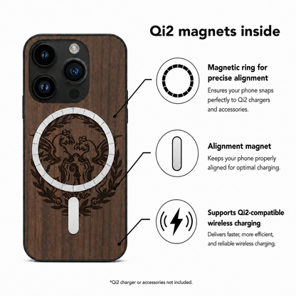 Basilisk Eden Case aus Nussbaumholz für das iPhone 15 Pro Max – Qi2-Magnete und kabelloses Laden