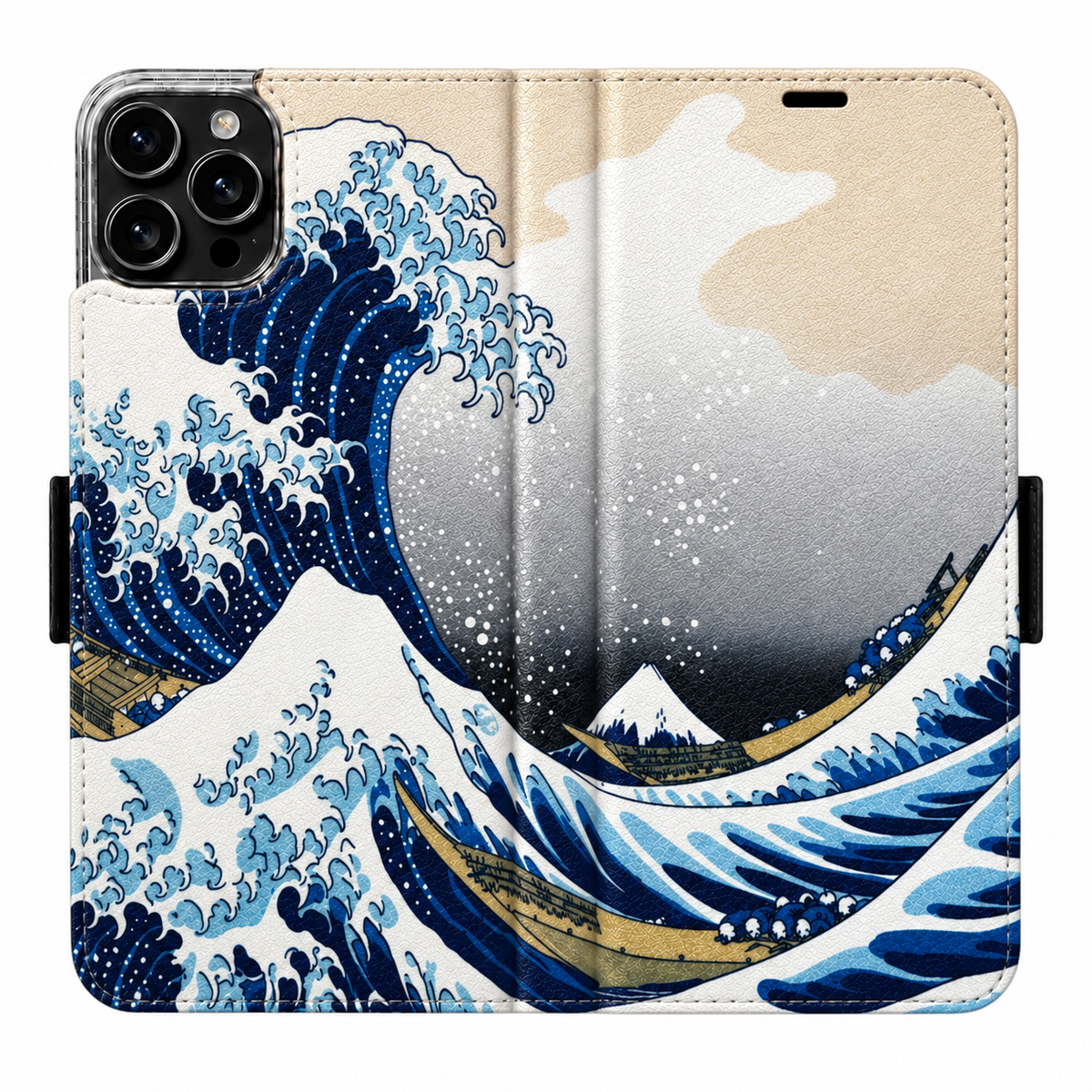 Hokusai Victor Case für iPhone 16 Pro – vollständig geöffnete Außenansicht