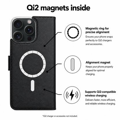 Schwarz Victor Case für iPhone 16 Pro Max – Qi2 Magnete