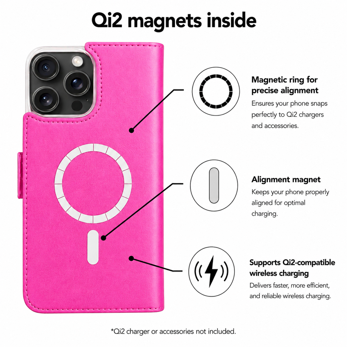 Pink Victor Case für iPhone 16 Pro Max – Qi2 Magnete