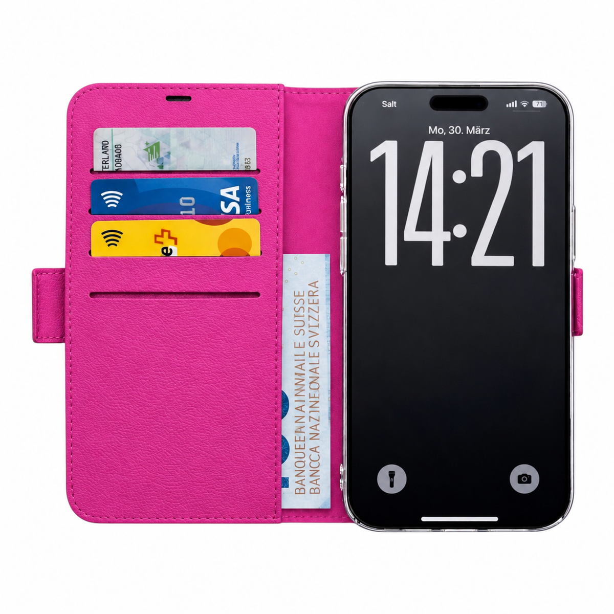 Pink Victor Case für iPhone 16 Pro – Innenansicht mit Karten