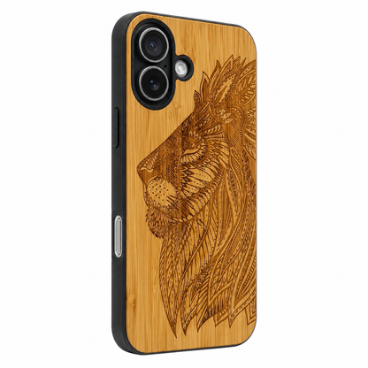 Löwen Eden Case aus Bambus für das iPhone 17 mit MagSafe – Camera-Control-Ansicht
