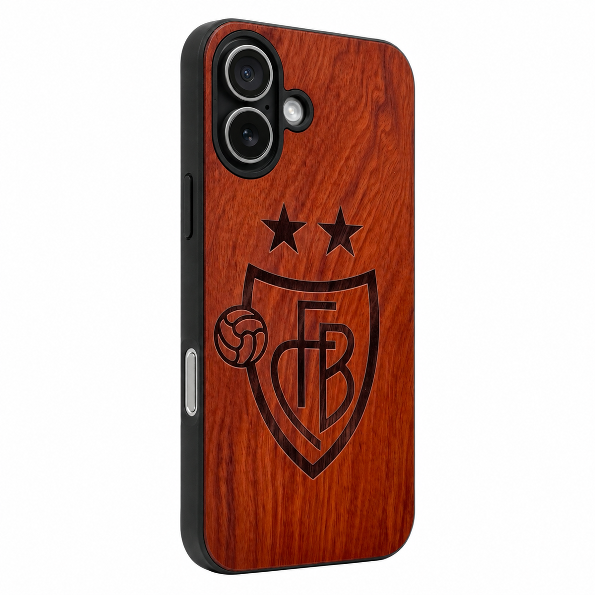 FC Basel Eden Case aus Roseholz für das iPhone 17 mit MagSafe – Camera-Control-Ansicht