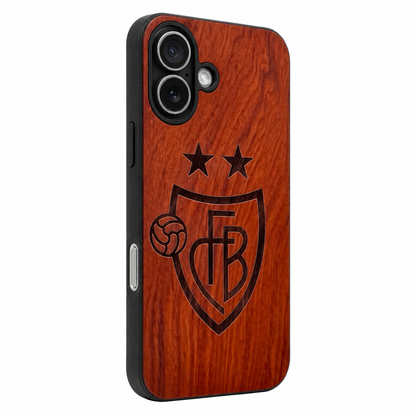 FC Basel Eden Case aus Roseholz für das iPhone 17 mit MagSafe – Camera-Control-Ansicht