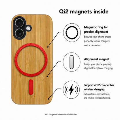 Eden Case aus Bambus für das iPhone 17 – Qi2-Magnete und kabelloses Laden