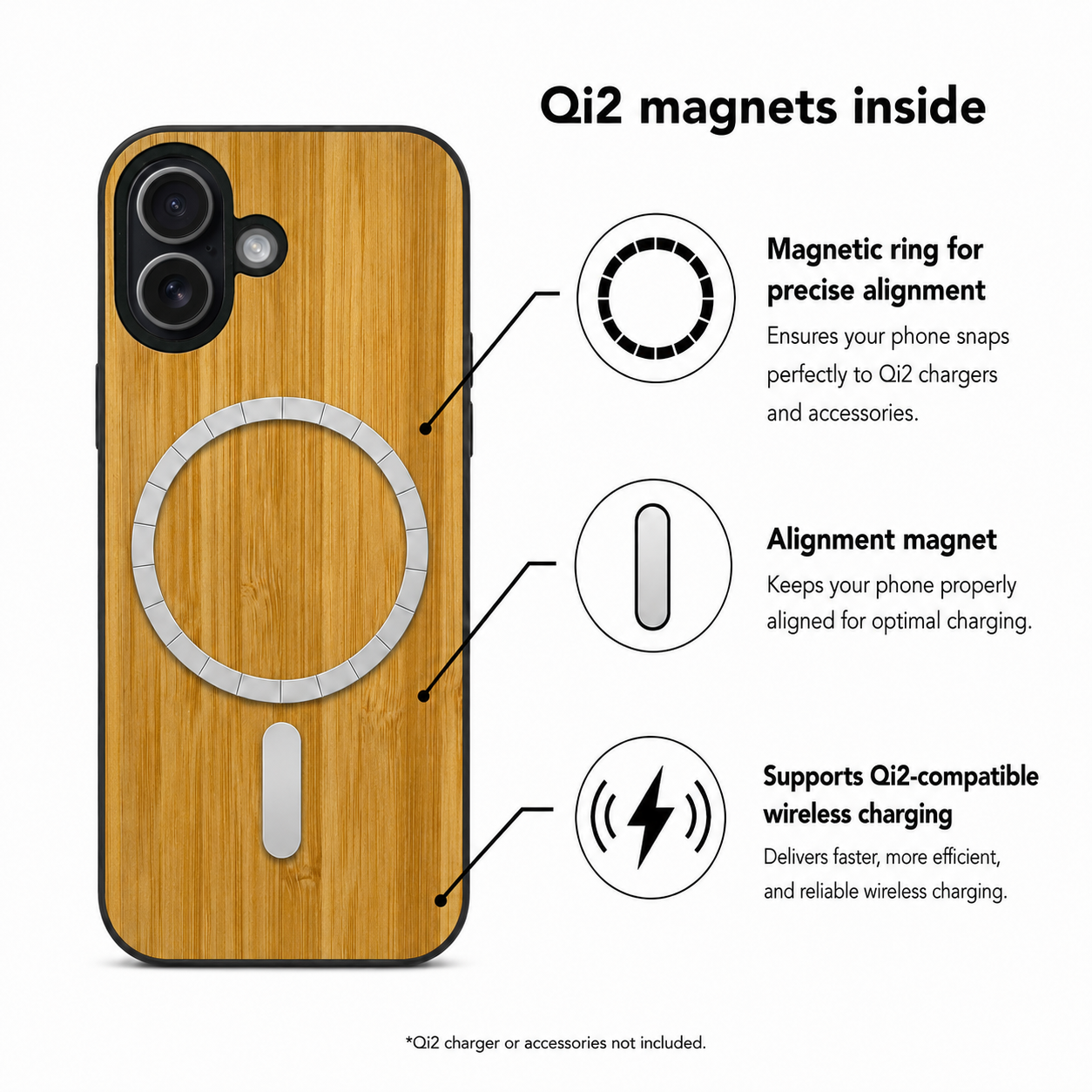 Eden Case aus Bambus für das iPhone 17 – Qi2-Magnete und kabelloses Laden