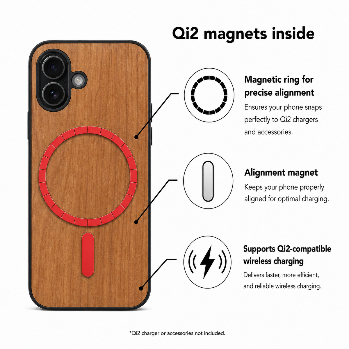 Eden Case aus Kirschholz für das iPhone 17 – Qi2-Magnete und kabelloses Laden