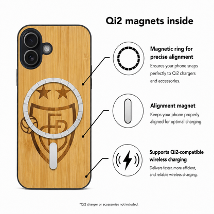FC Basel Eden Case aus Bambus für das iPhone 17 – Qi2-Magnete und kabelloses Laden