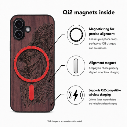 Löwen Eden Case aus Nussbaumholz für das iPhone 17 – Qi2-Magnete und kabelloses Laden